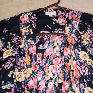 UMGEE Beachy Coastal Casual Multicolored‎ Floral Open Front Kimono Size M / L